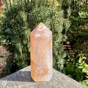 Clear Quartz & Flower Agate Point